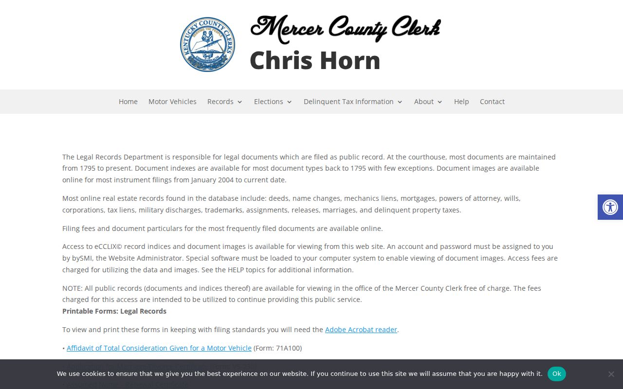 Mercer County Clerk records page contrasted with Mercer County criminal court records